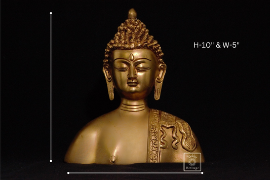 Brass Buddha Sculpture, Buddha Face idol 10” - The Golden Heritage #