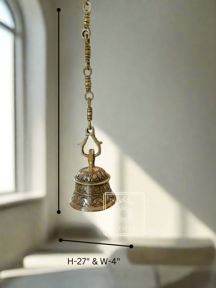 Solid Brass hanging Bell with Chain 21"