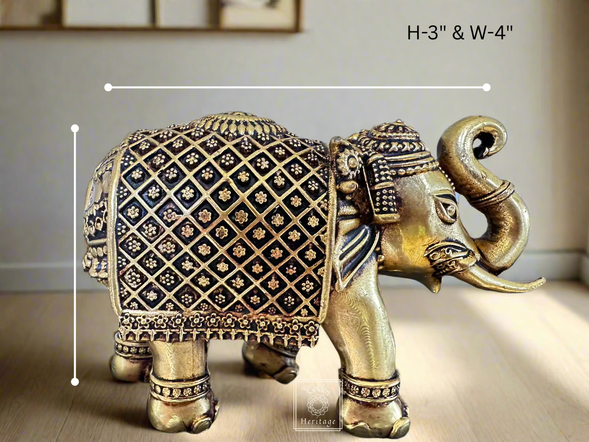 Handmade Brass Elephant with craving design