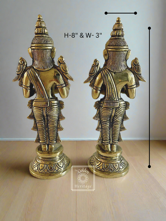 Lakshmi Statue Holding Lamp with 2 Parrots on Shoulders - The Golden Heritage #