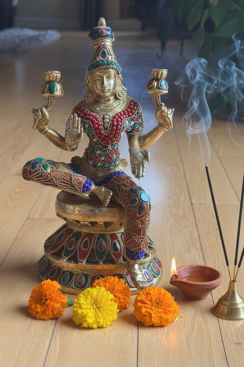 Laxmi with stonework