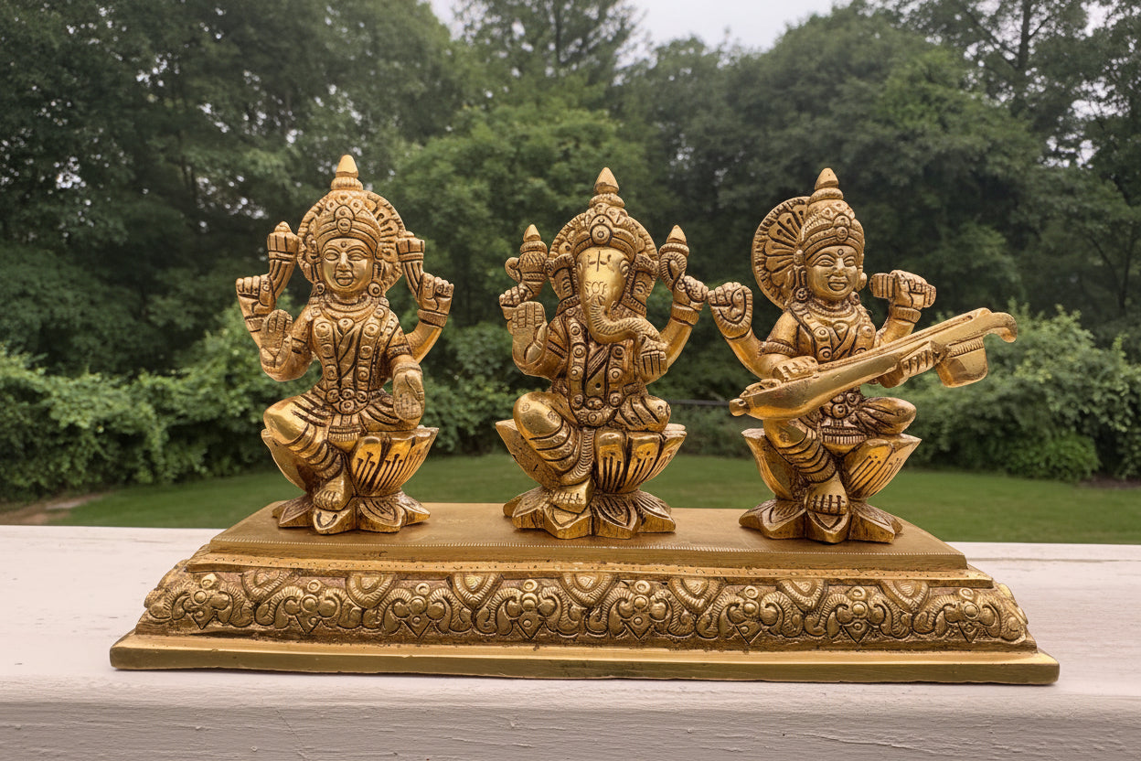 Ganesha, laxmi & Saraswati Chawaki
