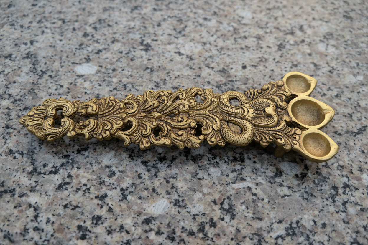 Brass Aarti spoon with three diyas