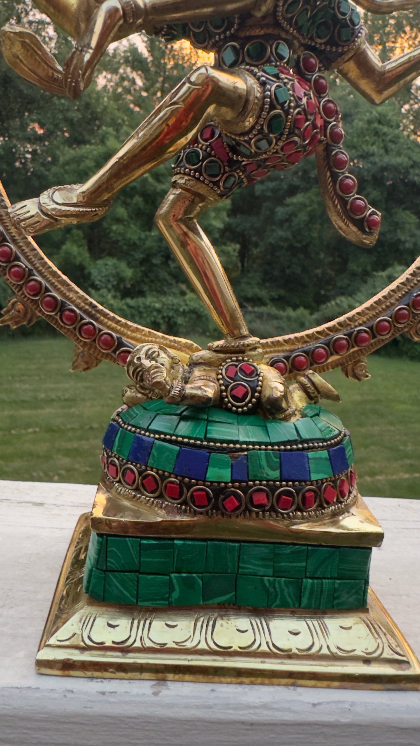 Brass Nataraja Statue with Stonework -12 inches
