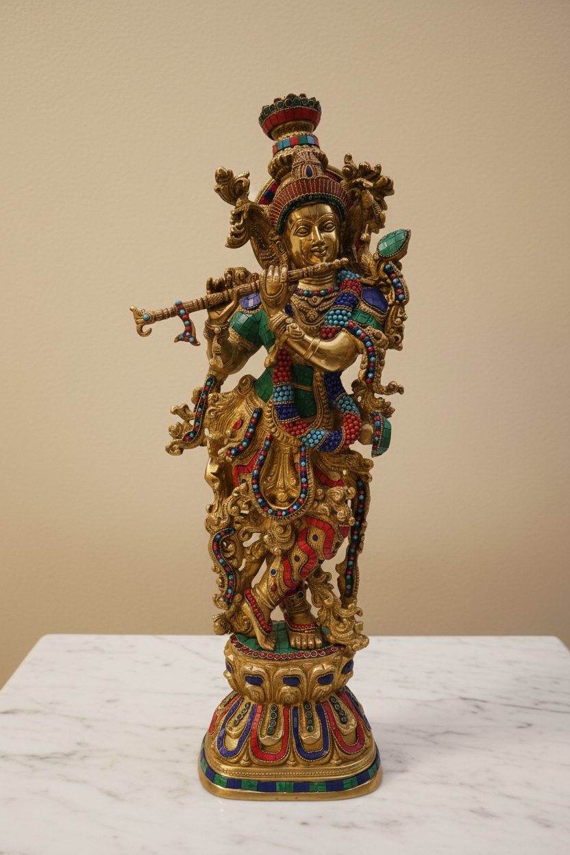 Radha-Krishan set, Set of 2 Radha & Krisha with stonework -29 inches, (Big size )