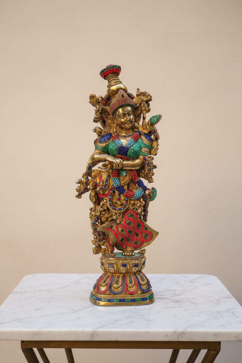 Radha-Krishan set, Set of 2 Radha & Krisha with stonework -29 inches, (Big size )