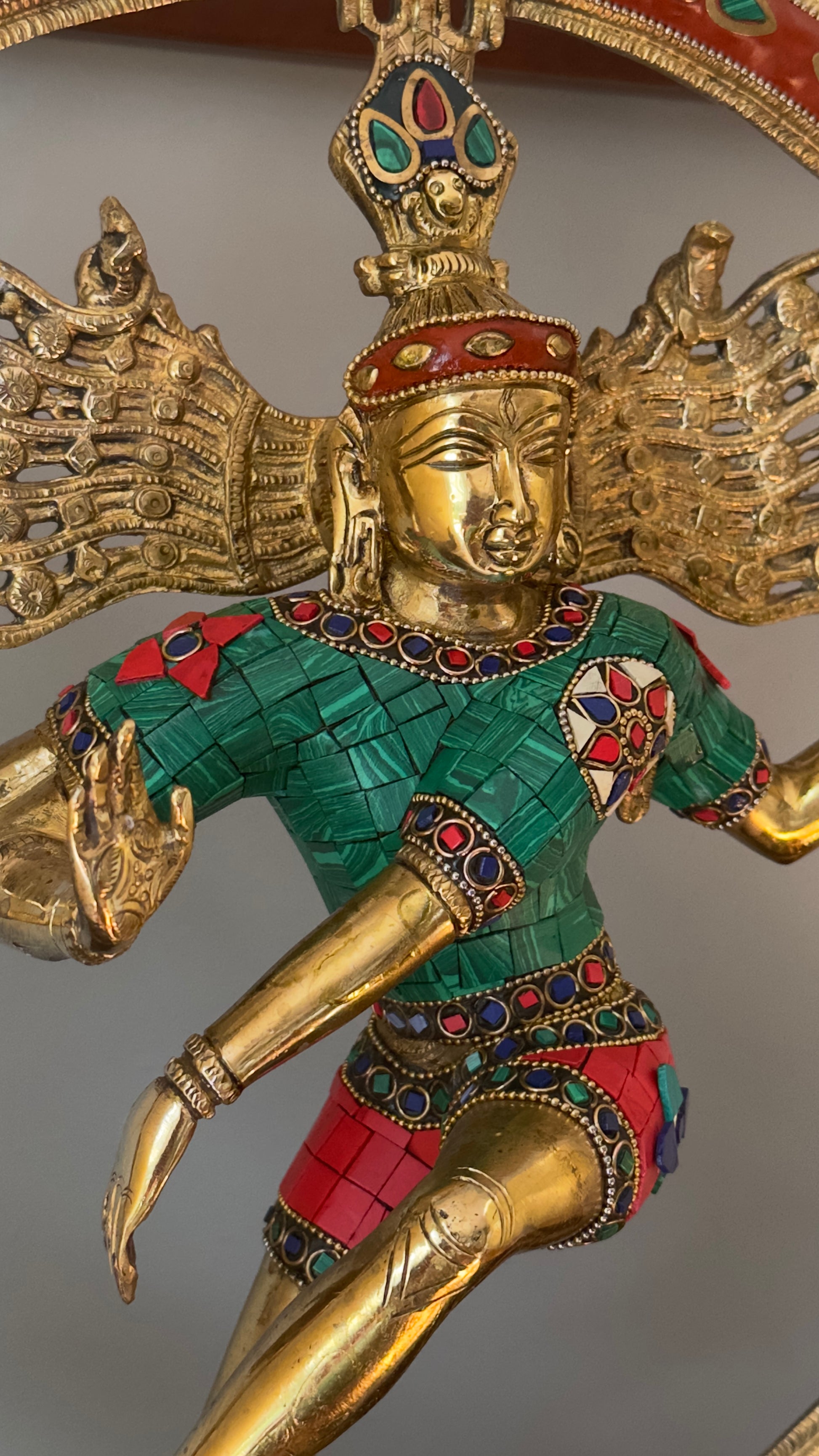 Large size Red stonework Nataraja - 19 inches