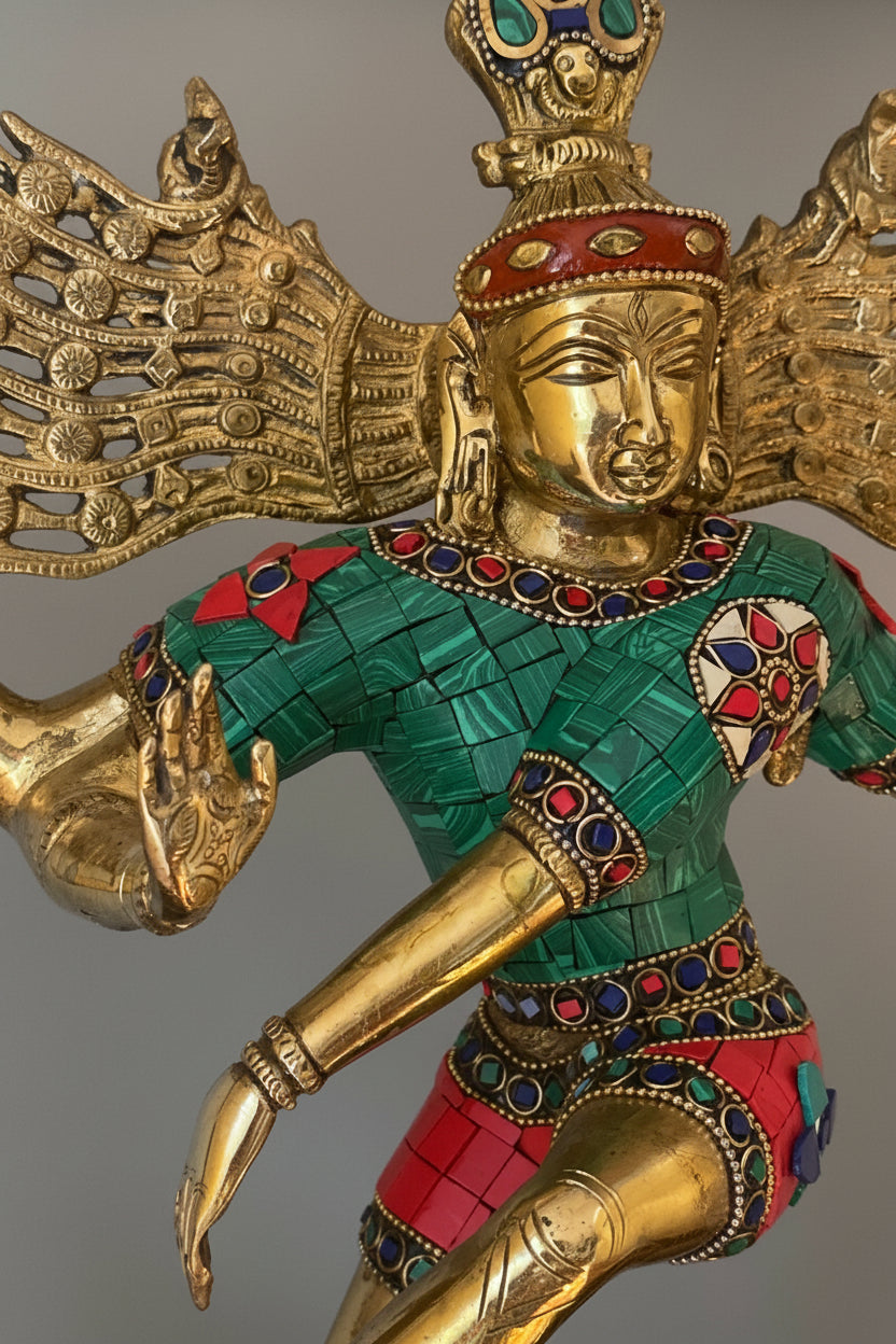 Large size Red stonework Nataraja - 19 inches