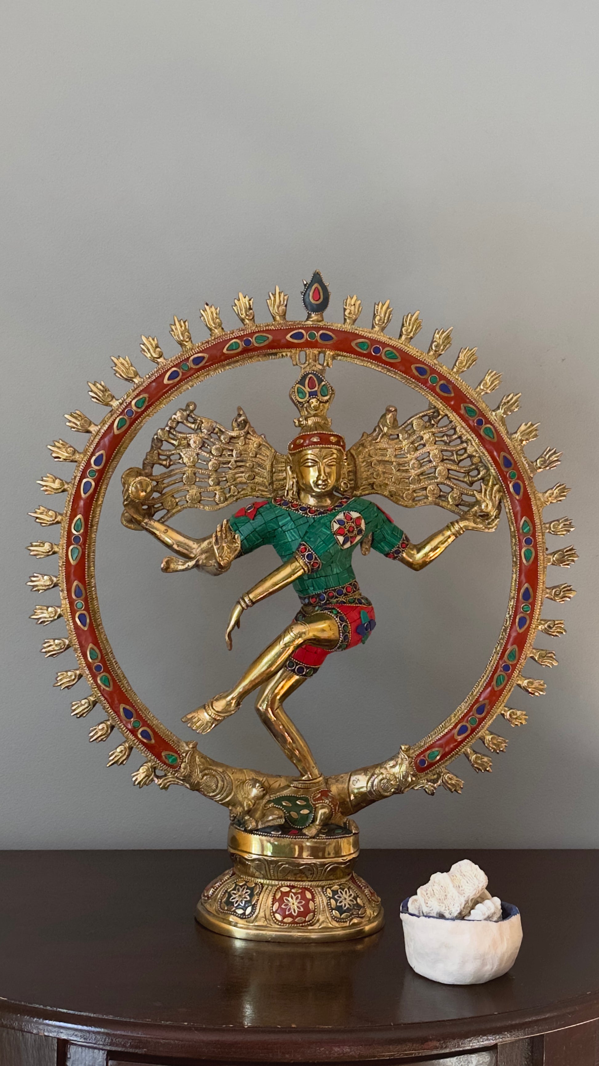 Large size Red stonework Nataraja - 19 inches