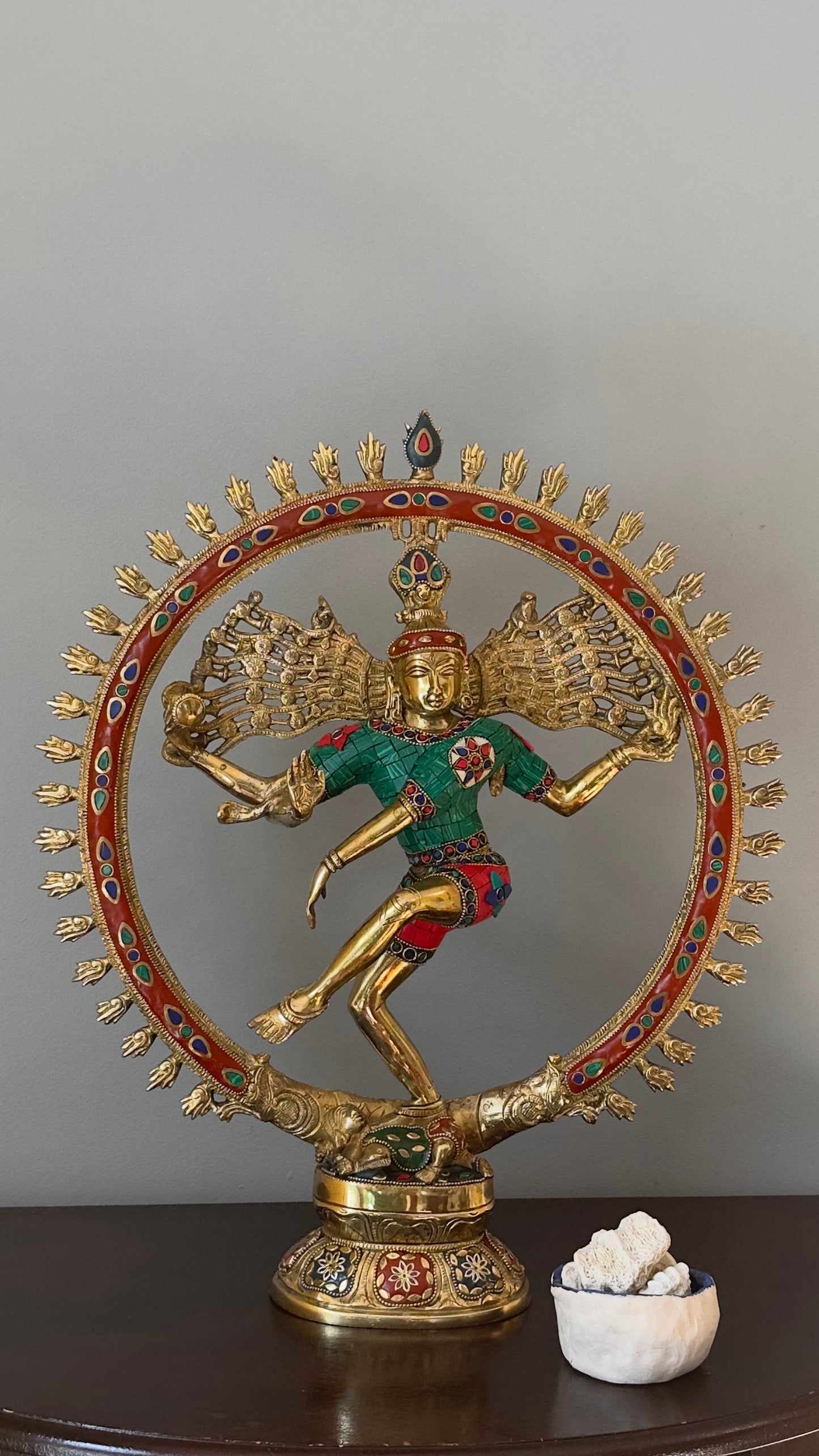Large size Red stonework Nataraja - 19 inches