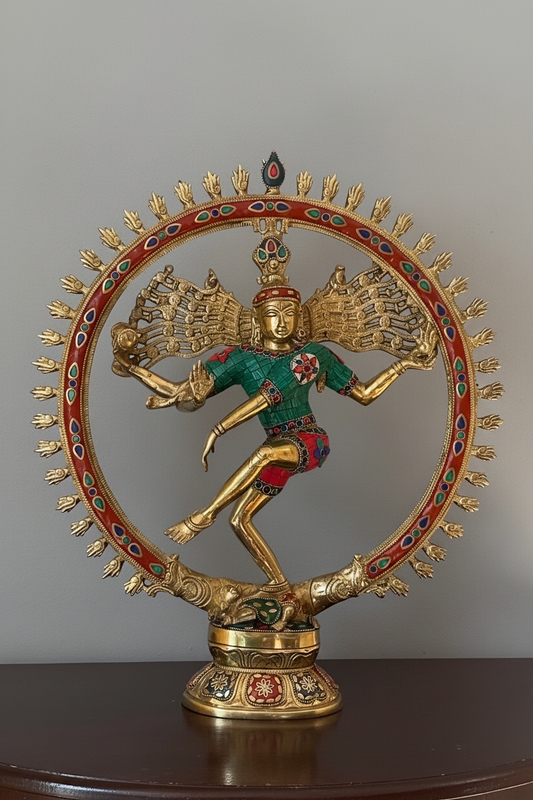 Large size Red stonework Nataraja - 19 inches