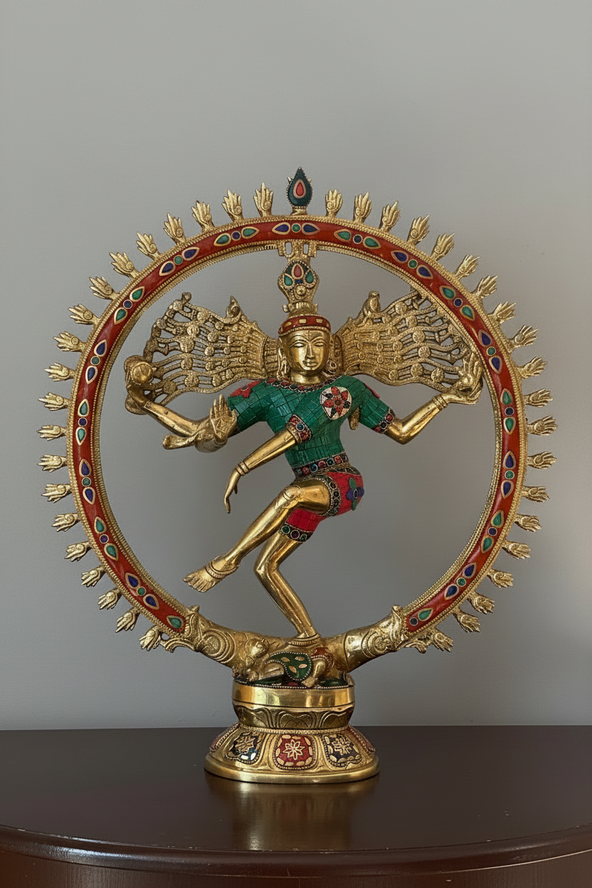 Large size Red stonework Nataraja - 19 inches