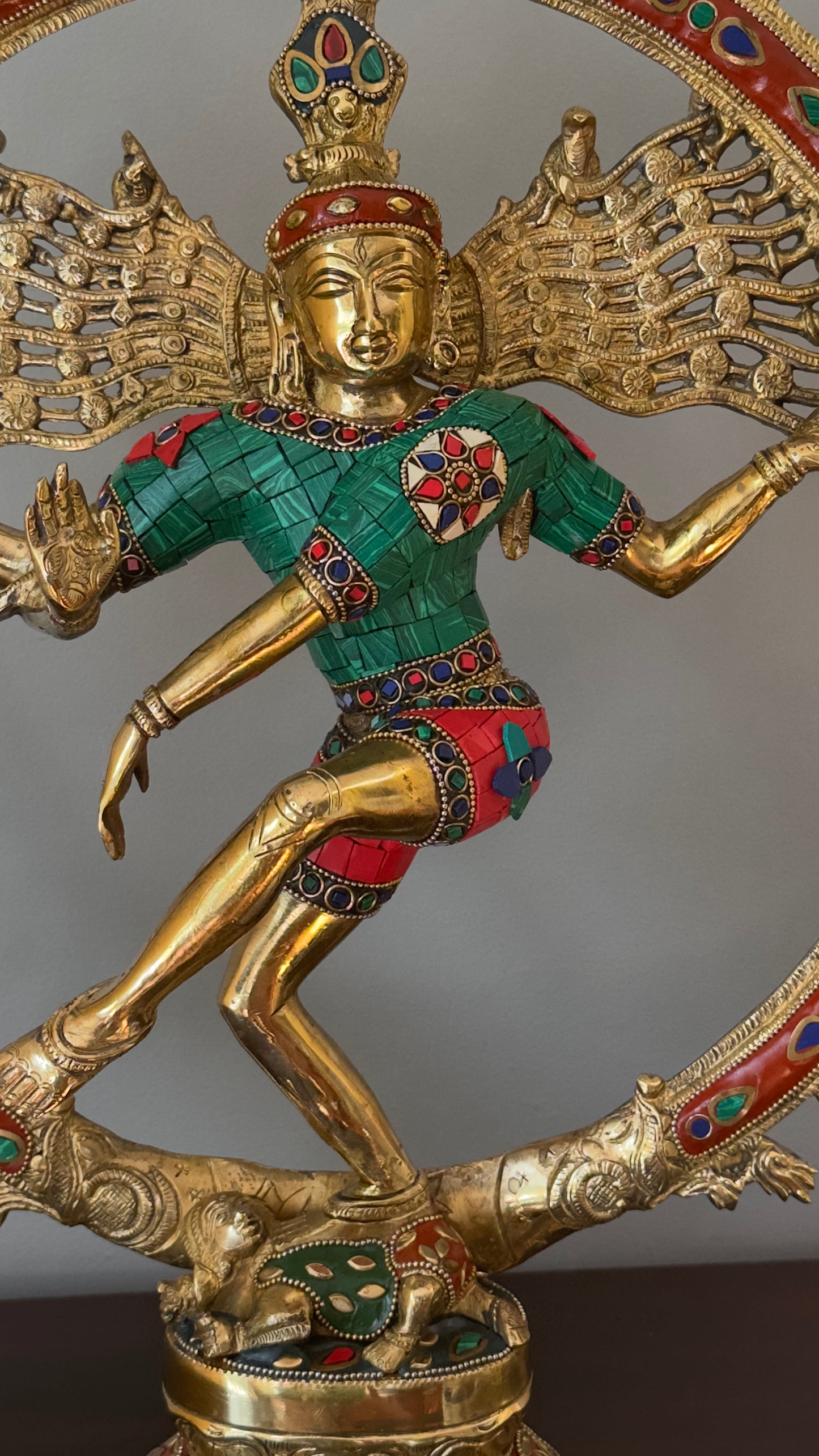 Large size Red stonework Nataraja - 19 inches