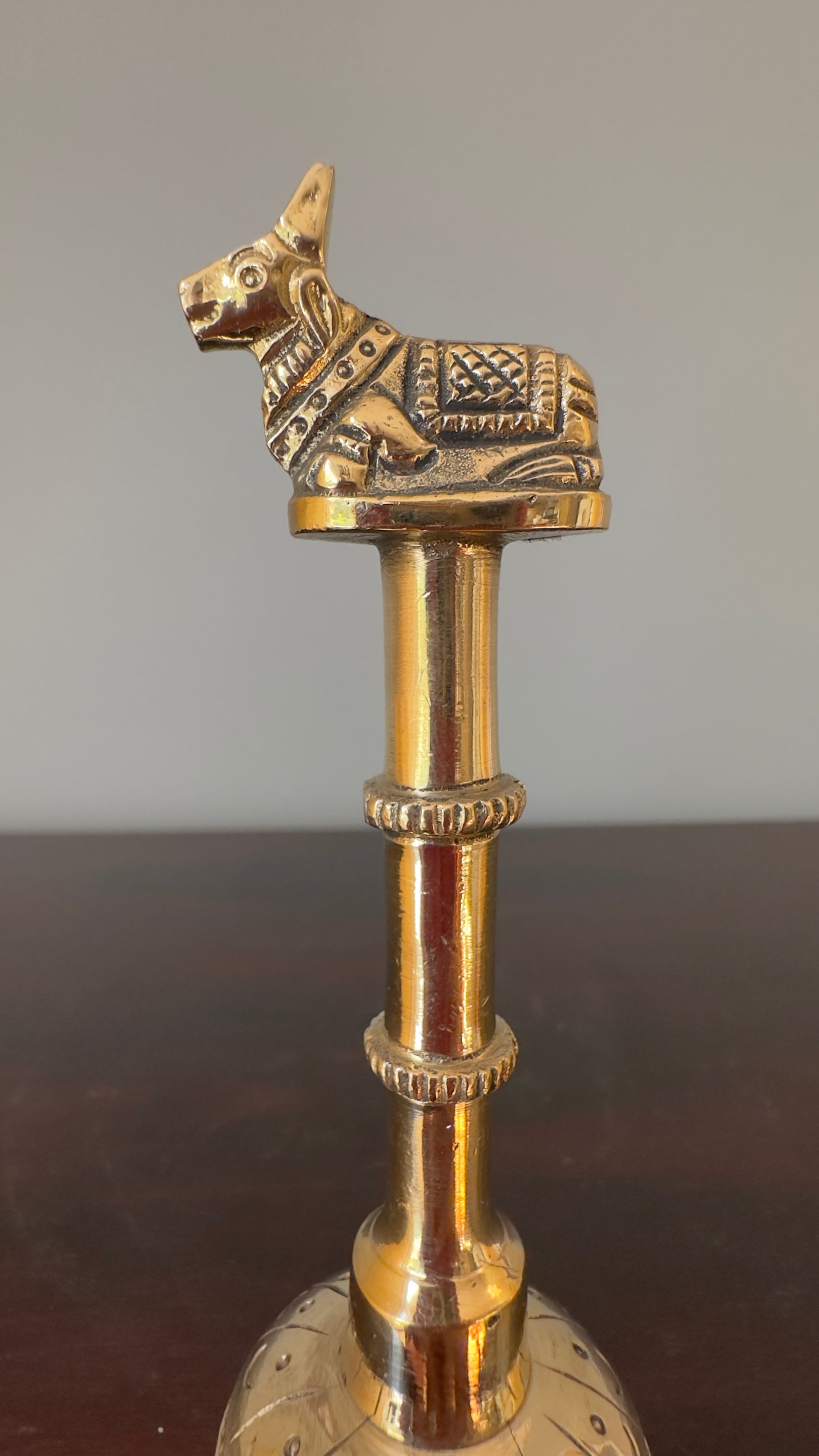 Handmade Solid Brass Temple Bell: Indian Pooja Decor (6 inches)