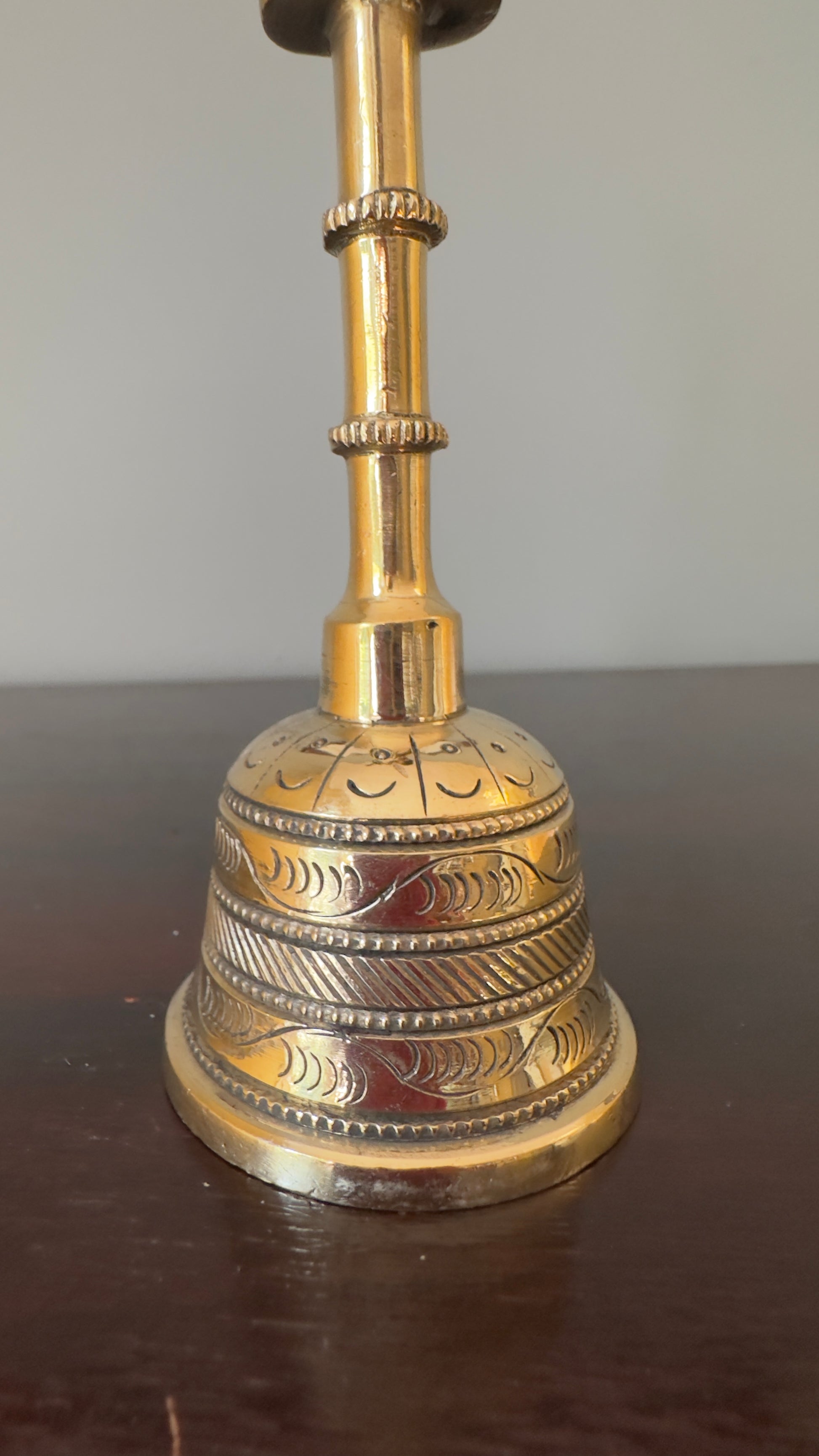 Handmade Solid Brass Temple Bell: Indian Pooja Decor (6 inches)