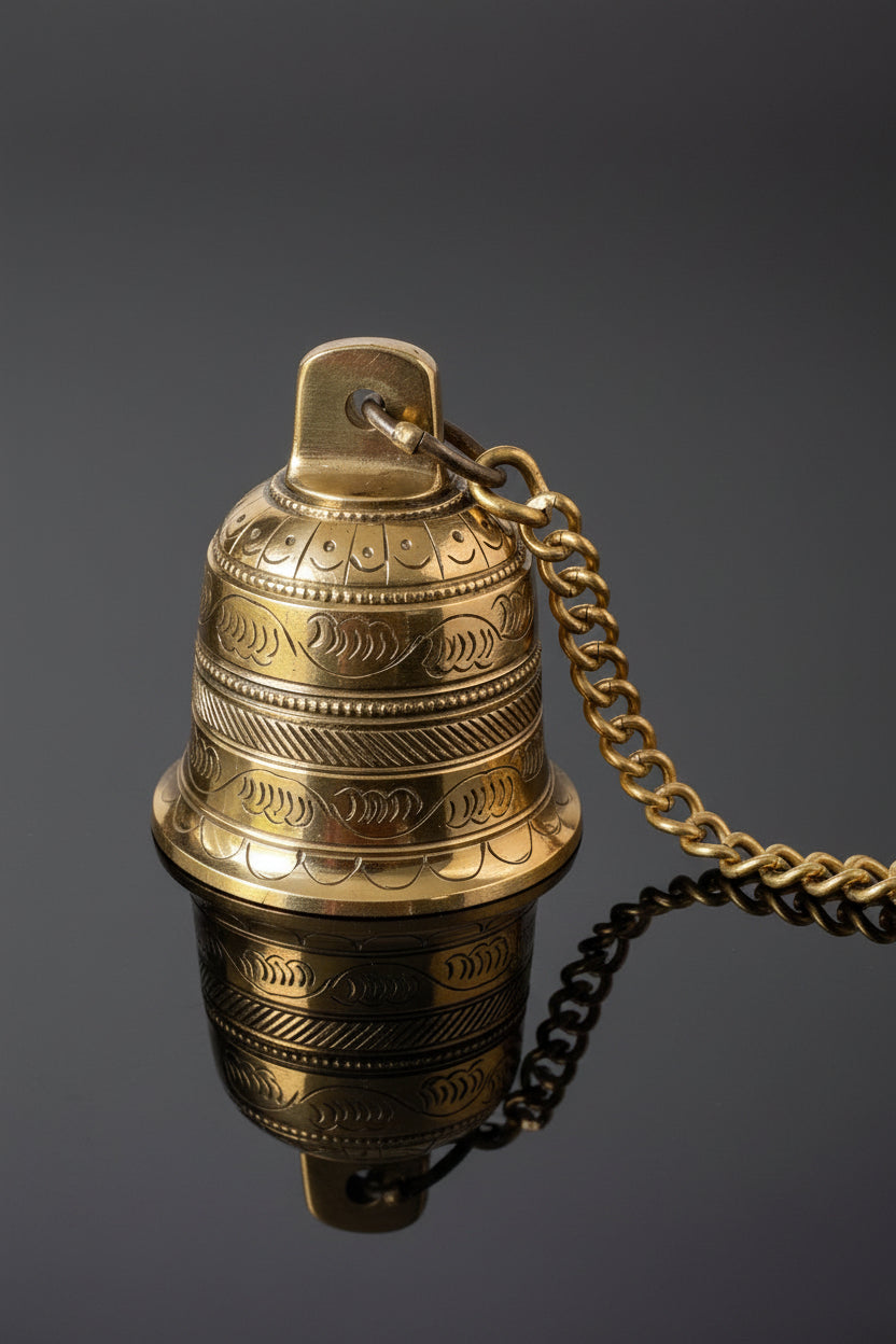 Solid Brass Bell with Chain, Indian Decor