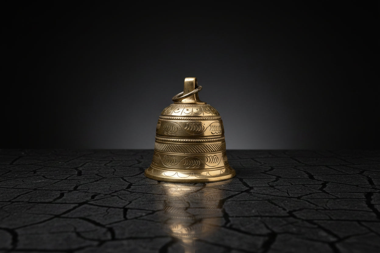 Solid Brass Bell with Chain, Indian Decor