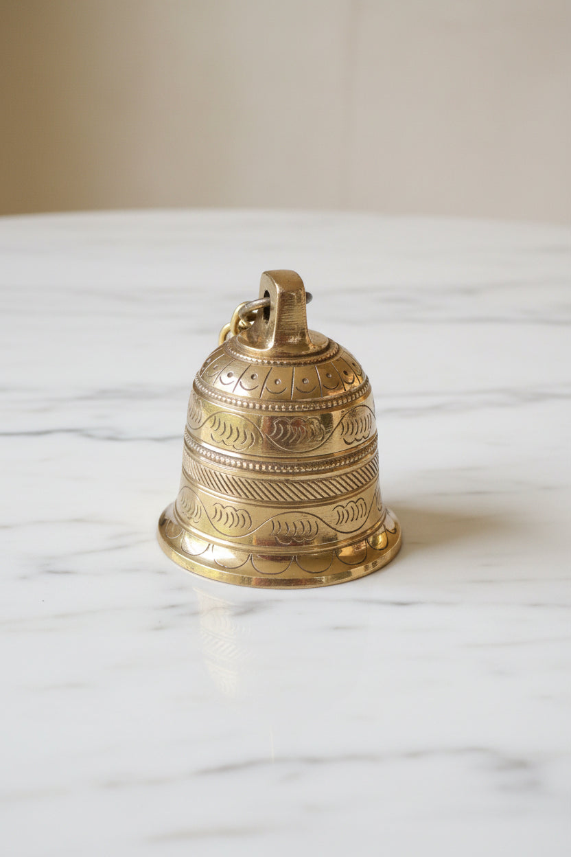 Solid Brass Bell with Chain, Indian Decor