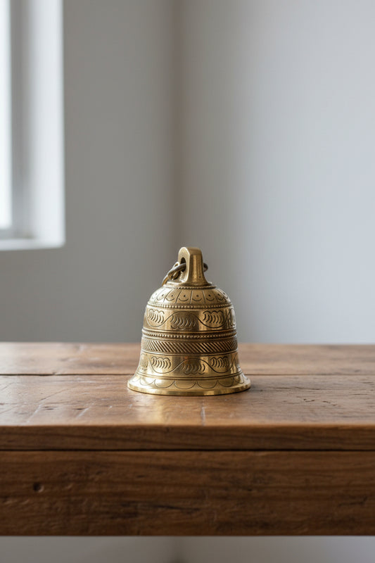 Solid Brass Bell with Chain, Indian Decor