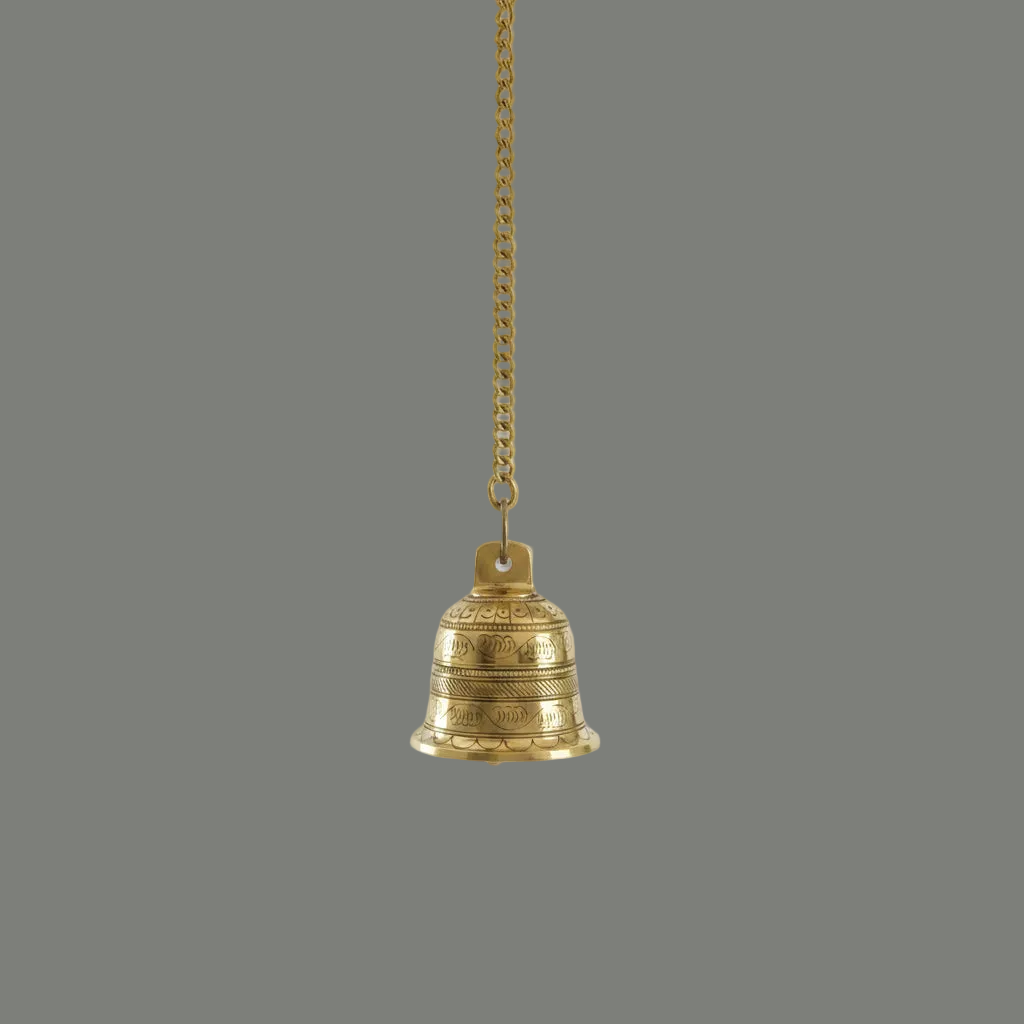 Solid Brass Bell with Chain, Indian Decor