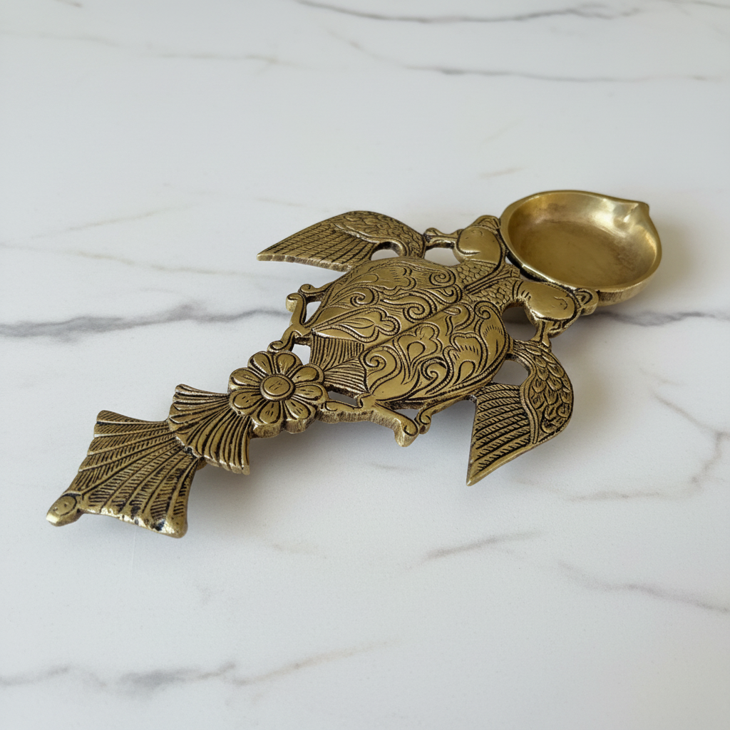 Large size Brass Dhopdani, Big Pooja Spoon, DhoopAarti