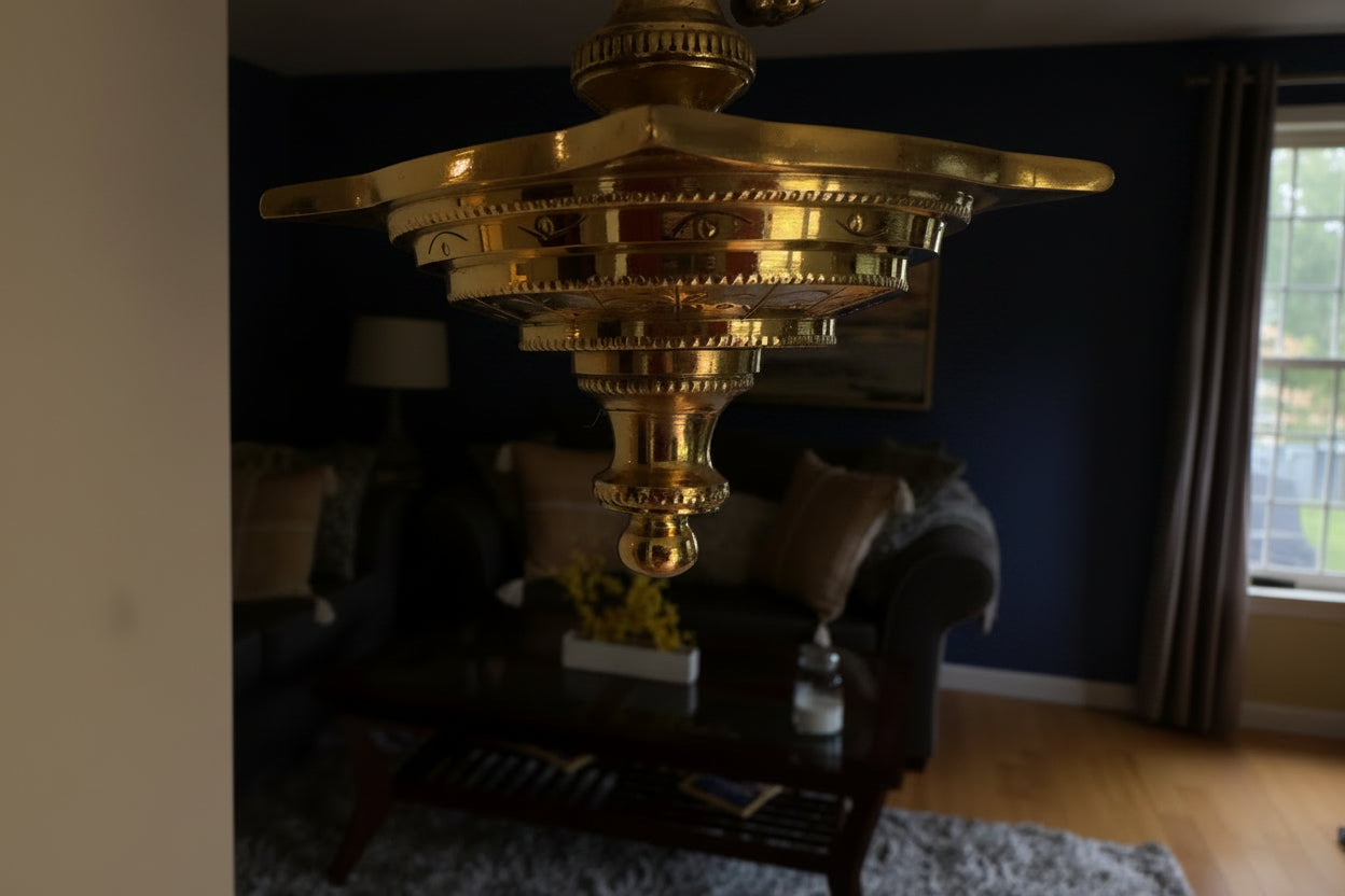 Set of 2 Peacock Brass hanging Diya set, Stunning handmade pair of hanging lamps,