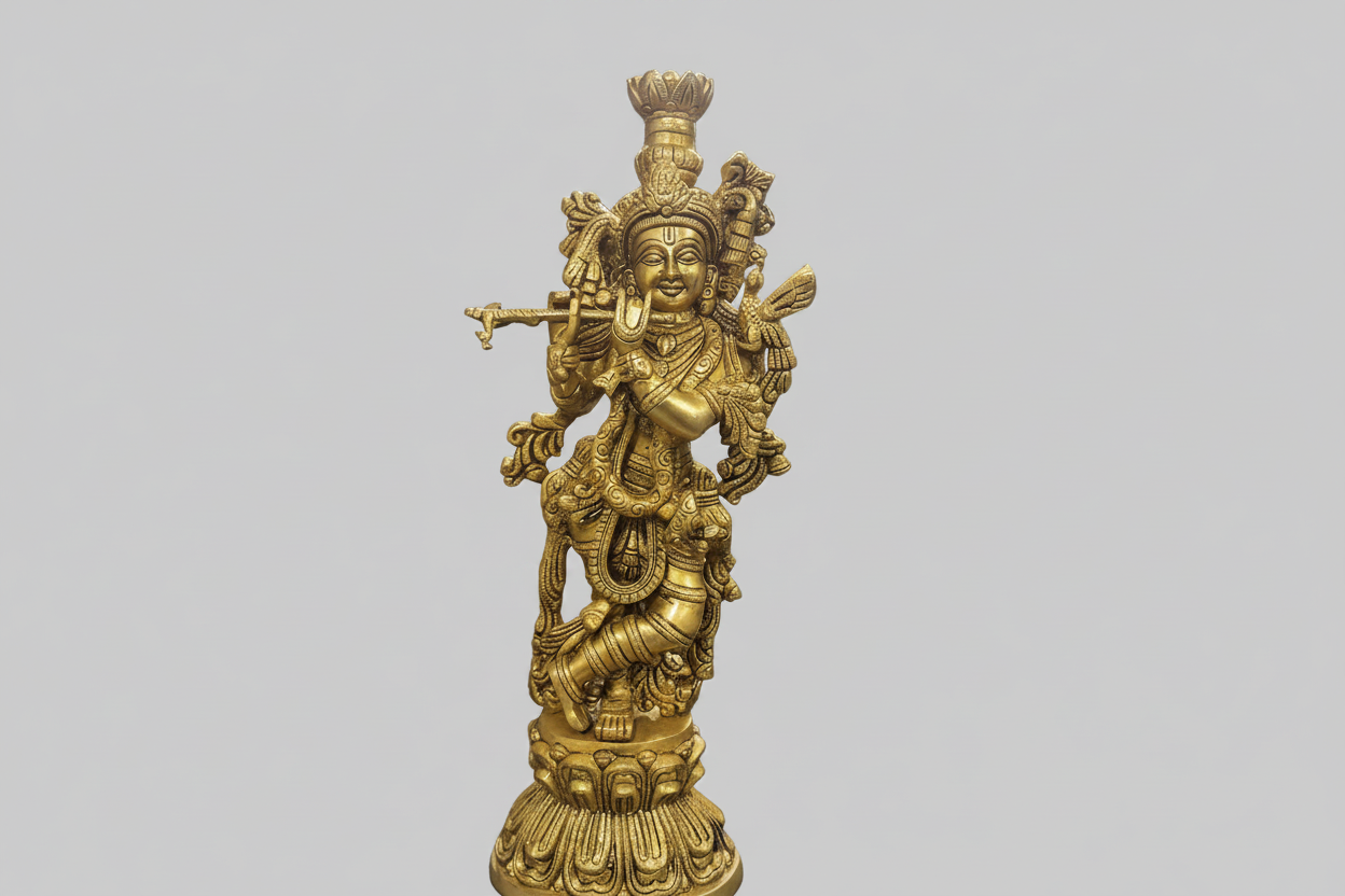 Brass Krishna Statue - 18 inches