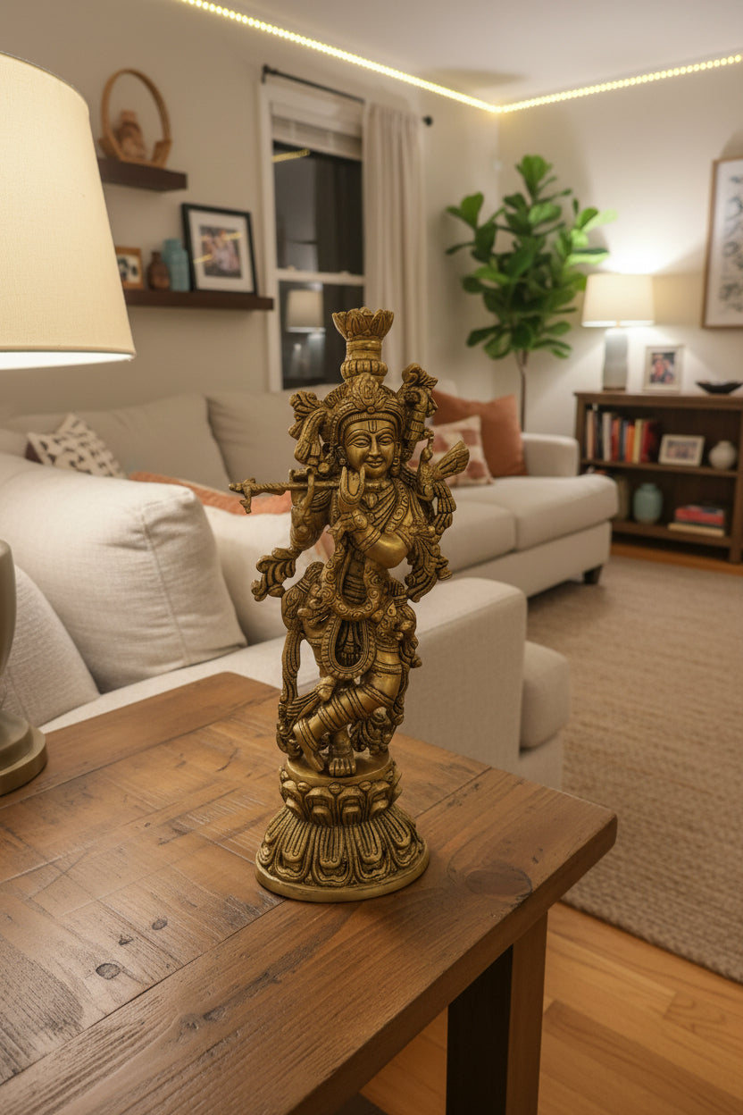 Brass Krishna Statue - 18 inches