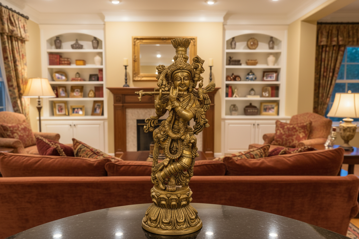 Brass Krishna Statue - 18 inches