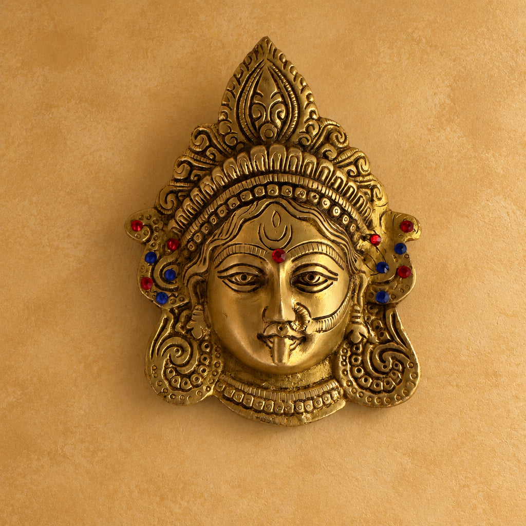 Kali face wall decor with stonework, use for Durga pooja