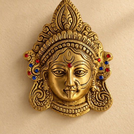 Kali face wall decor with stonework, use for Durga pooja