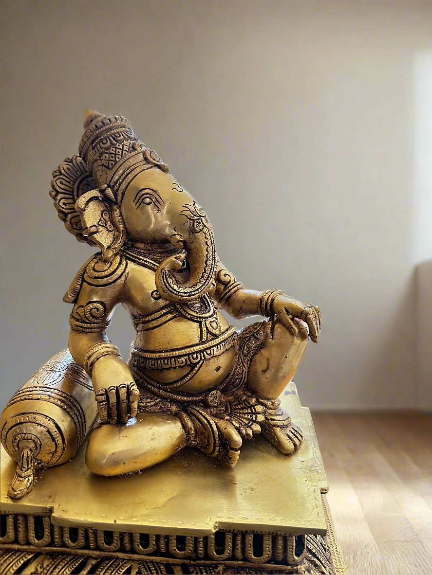 Ganesha Statue sitting on Aasana 12"