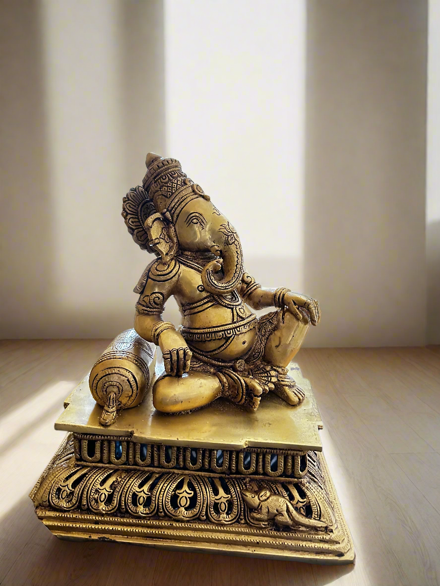 Ganesha Statue sitting on Aasana 12"