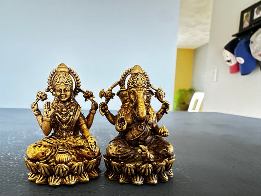 Brass Ganesha-Lakshmi idols