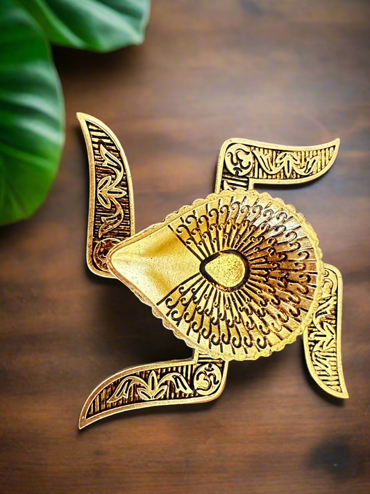 Set of 2 superfine Brass  Swastika Diya