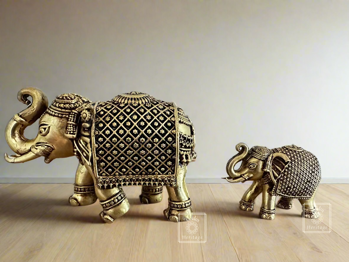 Handmade Brass Elephant with craving design