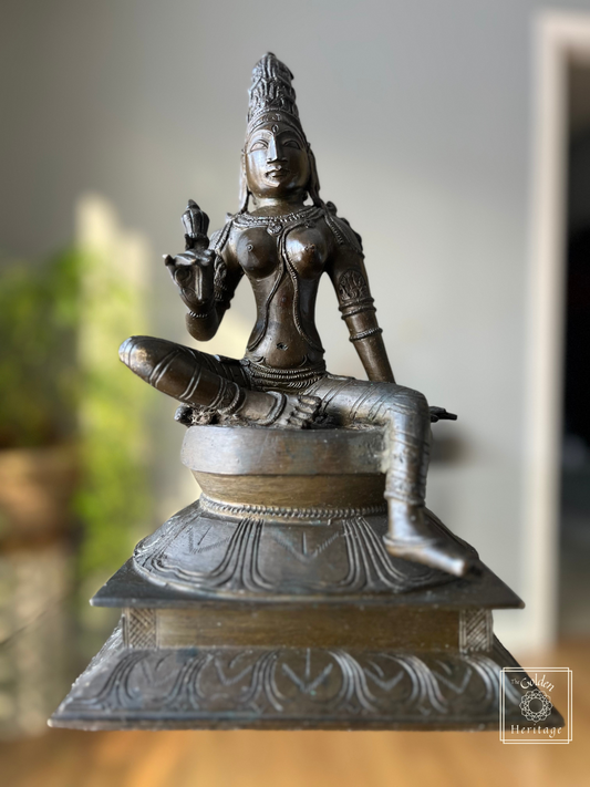Bronze Parvathi- Lost Wax Method Sculpture 12" - The Golden Heritage #