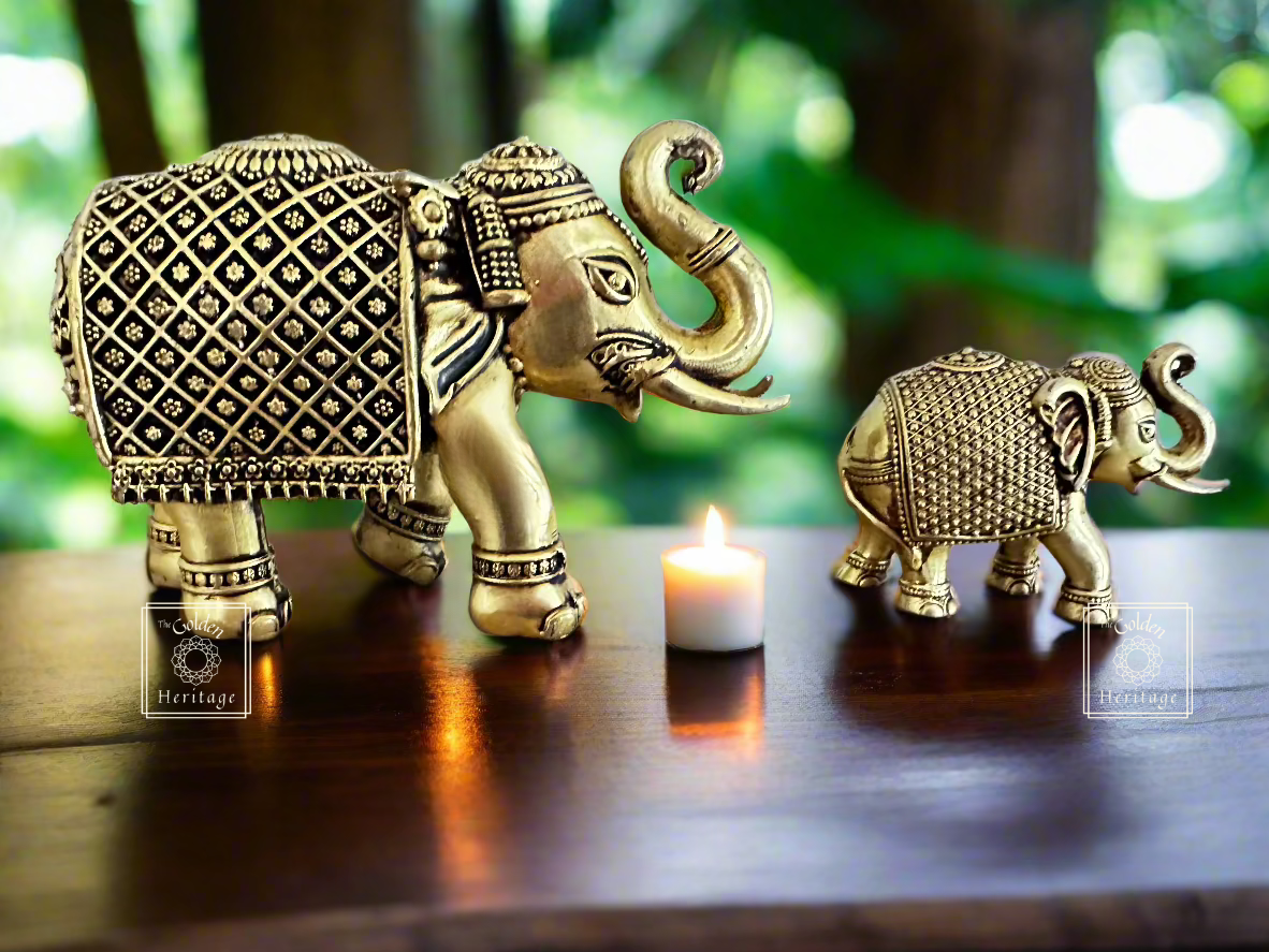 Handmade Brass Elephant with craving design