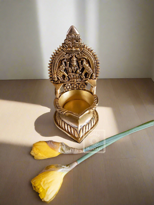 Set of 2 Gajalakshmi Vilakku, Kamakshi Oil Lamp - The Golden Heritage #