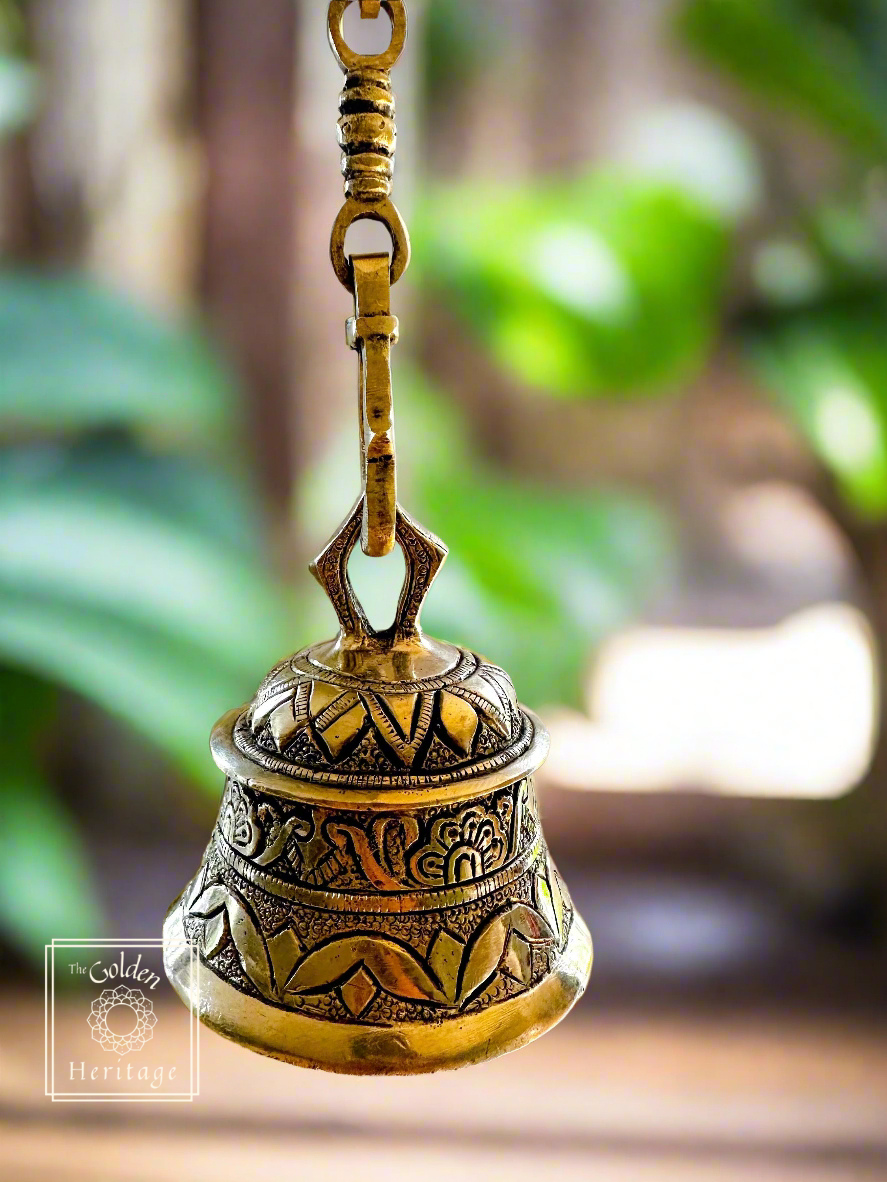 Solid Brass hanging Bell with Chain 21"