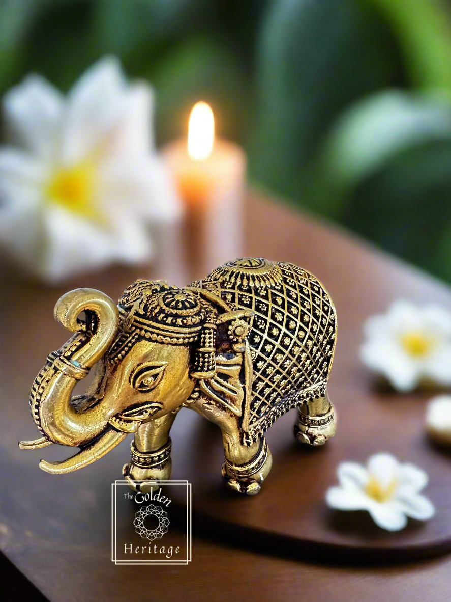 Handmade Brass Elephant with craving design