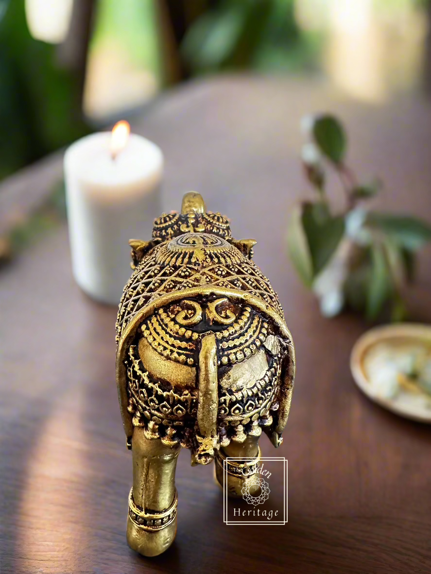 Handmade Brass Elephant with craving design