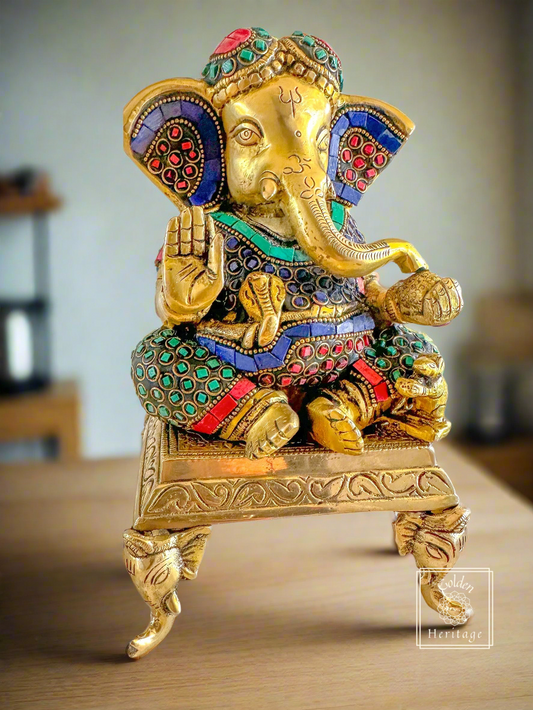 Elephant pillar Pooja Chowki , Square shape Chowki - The Golden Heritage #