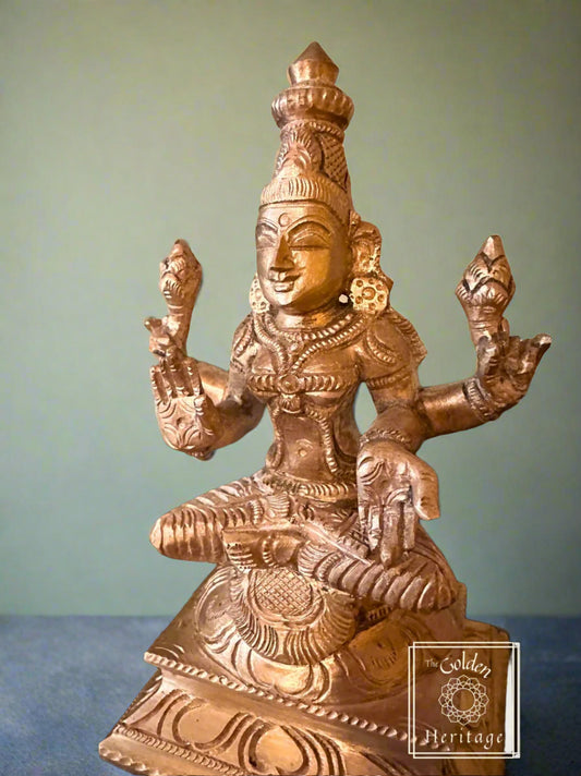 Bronze Lakshmi - Lost-Wax Method Sculpture 5" - The Golden Heritage #