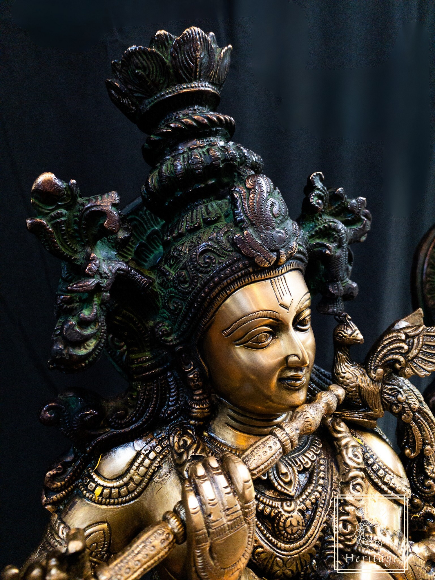 Brass Lord Durga sculpture with intricate detailing for home decor