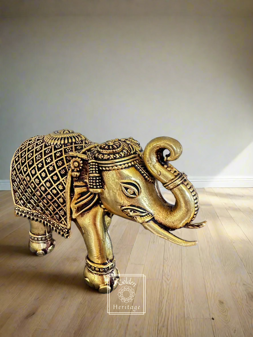 Handmade Brass Elephant with craving design