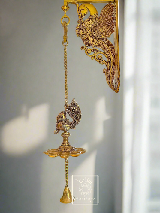 Stunning peacock hanging lamp