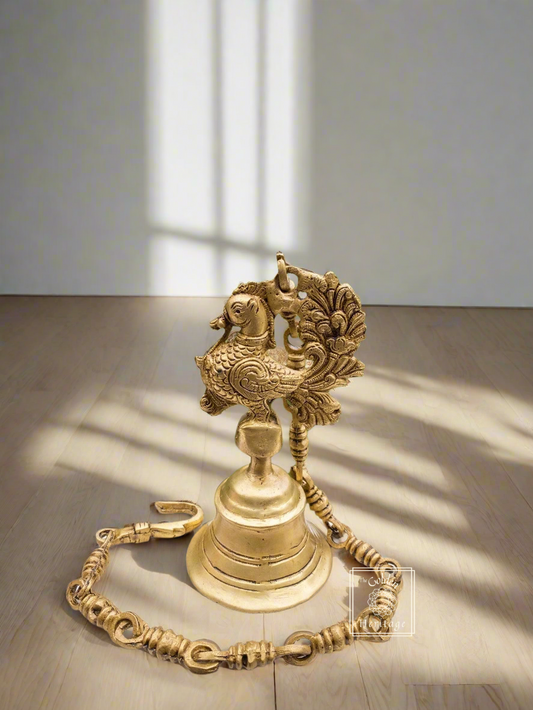 Solid Brass peacock Bell with Chain - The Golden Heritage #