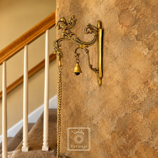 Peacock Brass Wall Bracket for hanging lamp or bell - The Golden Heritage #