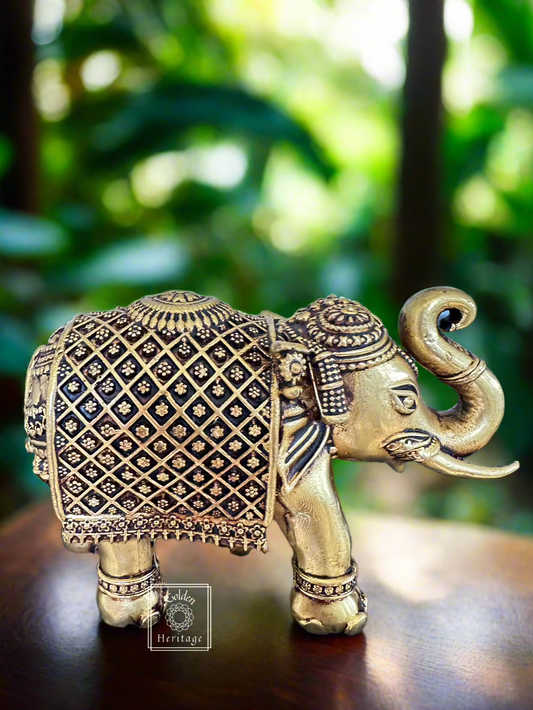 Handmade Brass Elephant with craving design